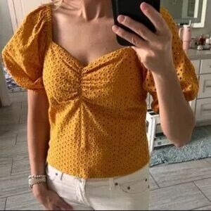 H&M Yellow Eyelet Blouse